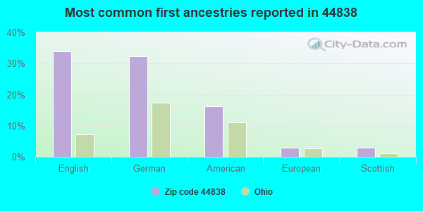 Most common first ancestries reported in 44838