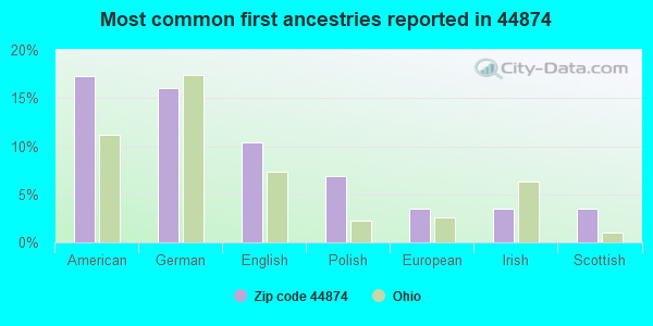 Most common first ancestries reported in 44874