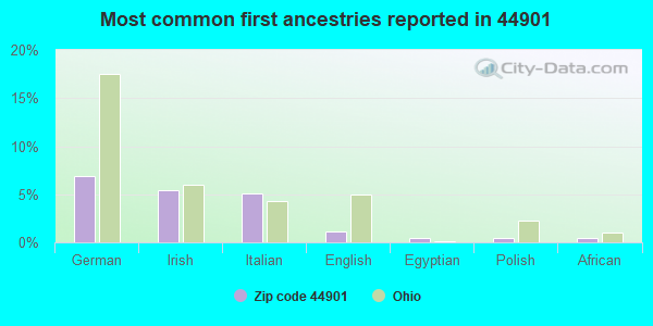 Most common first ancestries reported in 44901