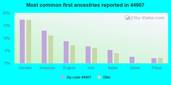 Most common first ancestries reported in 44907