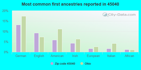 Most common first ancestries reported in 45040