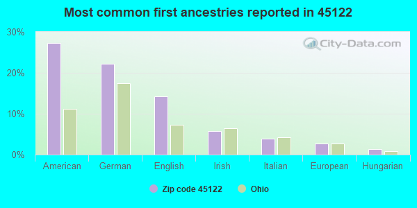 Most common first ancestries reported in 45122