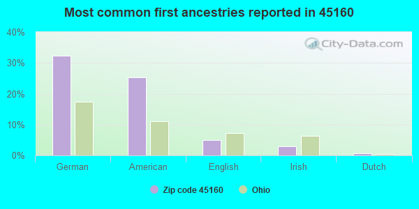 Most common first ancestries reported in 45160