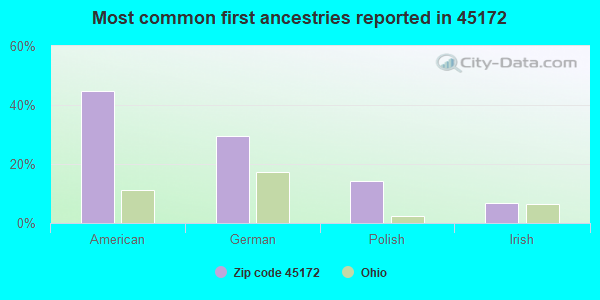 Most common first ancestries reported in 45172