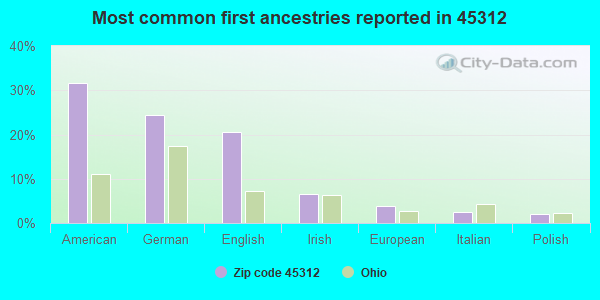 Most common first ancestries reported in 45312