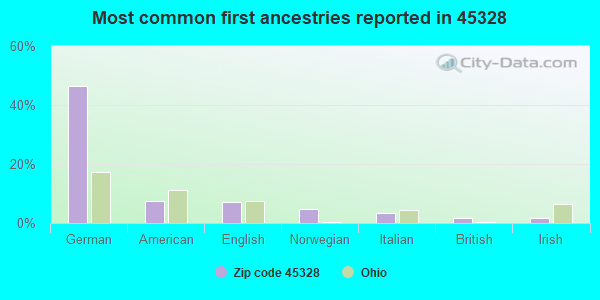 Most common first ancestries reported in 45328