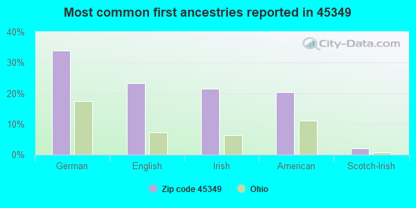 Most common first ancestries reported in 45349