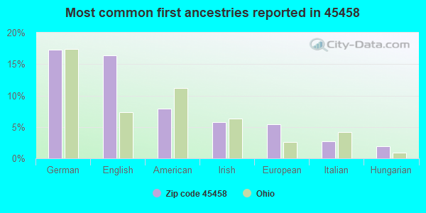 Most common first ancestries reported in 45458