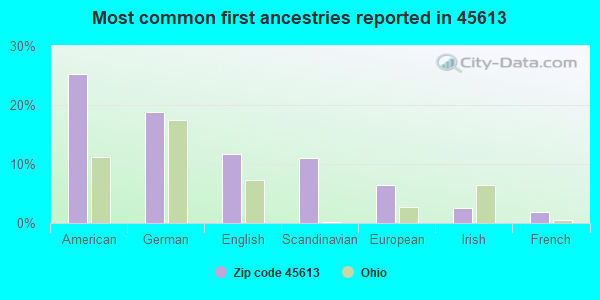 Most common first ancestries reported in 45613