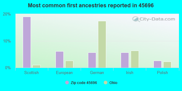 Most common first ancestries reported in 45696