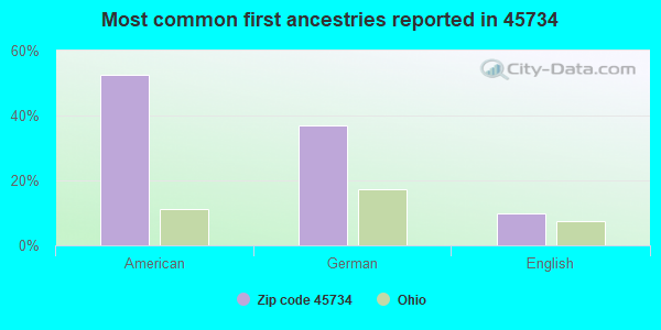 Most common first ancestries reported in 45734