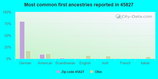 Most common first ancestries reported in 45827