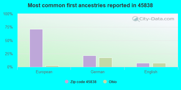 Most common first ancestries reported in 45838