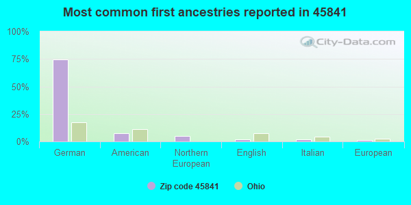 Most common first ancestries reported in 45841