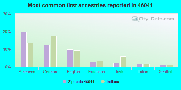 Most common first ancestries reported in 46041