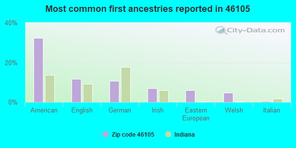 Most common first ancestries reported in 46105