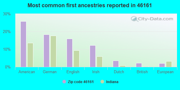 Most common first ancestries reported in 46161