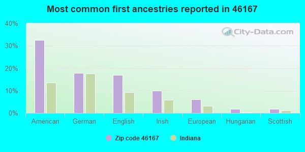 Most common first ancestries reported in 46167