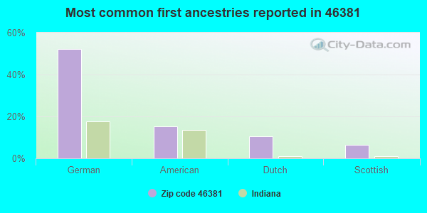 Most common first ancestries reported in 46381