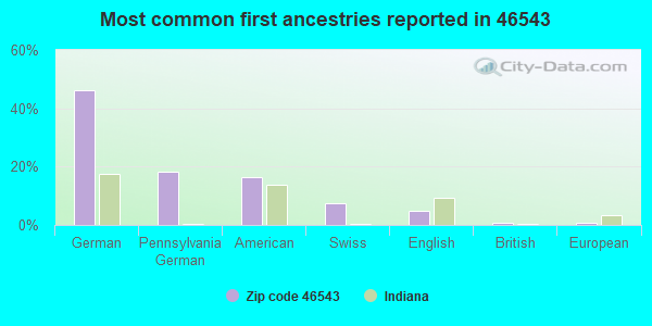 Most common first ancestries reported in 46543