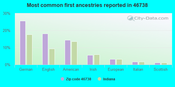 Most common first ancestries reported in 46738