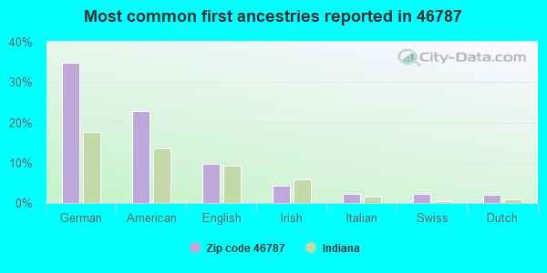 Most common first ancestries reported in 46787