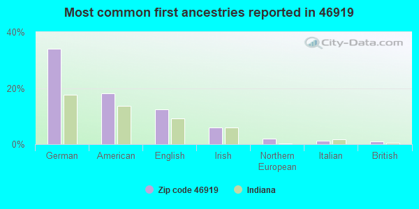 Most common first ancestries reported in 46919