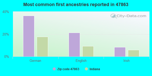 Most common first ancestries reported in 47863