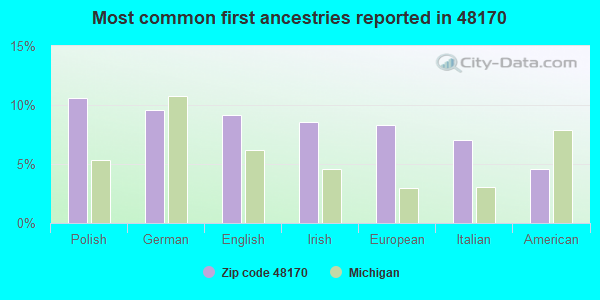 Most common first ancestries reported in 48170
