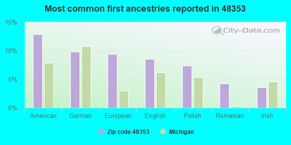 Most common first ancestries reported in 48353