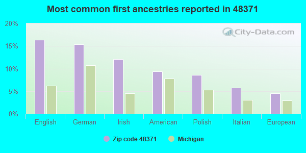Most common first ancestries reported in 48371