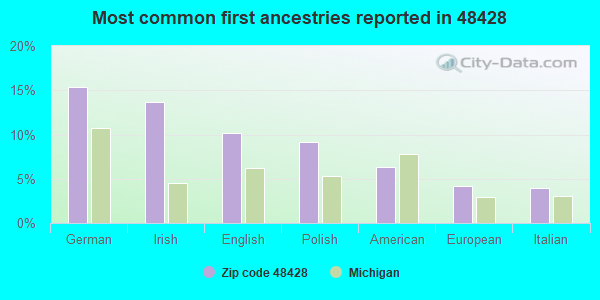 Most common first ancestries reported in 48428