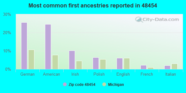 Most common first ancestries reported in 48454