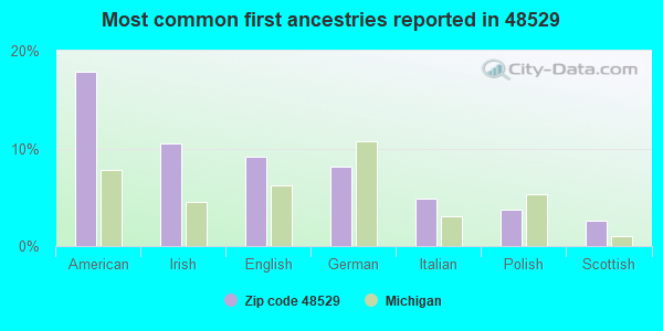 Most common first ancestries reported in 48529