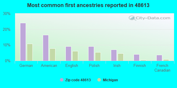 Most common first ancestries reported in 48613