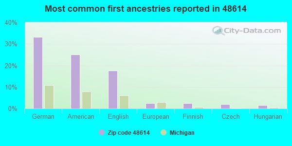 Most common first ancestries reported in 48614
