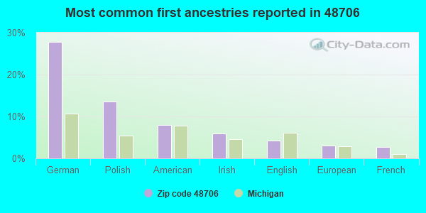 Most common first ancestries reported in 48706