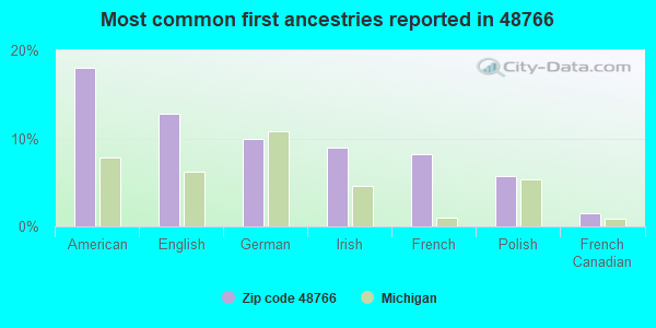 Most common first ancestries reported in 48766