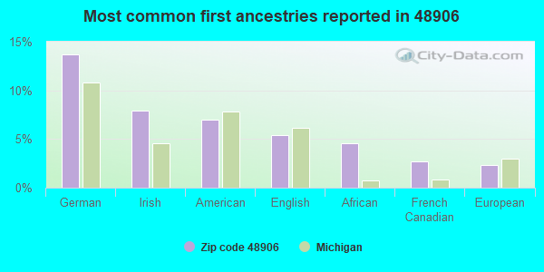 Most common first ancestries reported in 48906