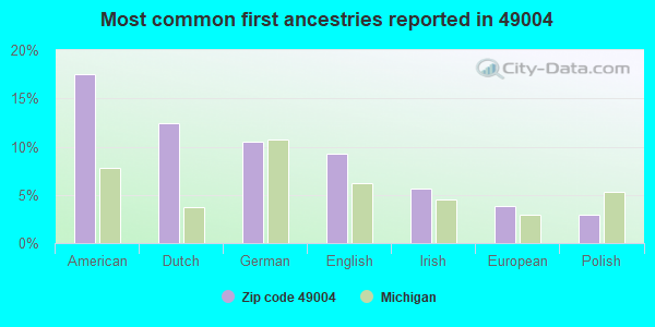 Most common first ancestries reported in 49004