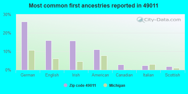 Most common first ancestries reported in 49011