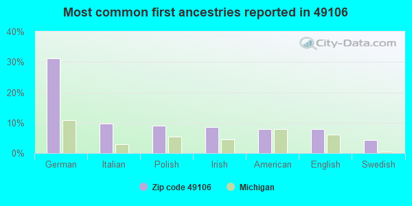 Most common first ancestries reported in 49106