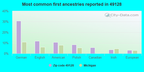 Most common first ancestries reported in 49128