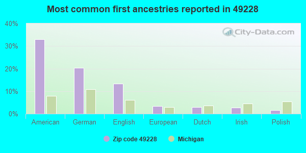Most common first ancestries reported in 49228