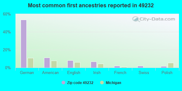 Most common first ancestries reported in 49232