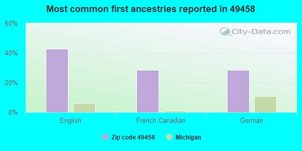 Most common first ancestries reported in 49458