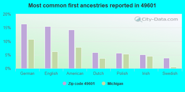 Most common first ancestries reported in 49601
