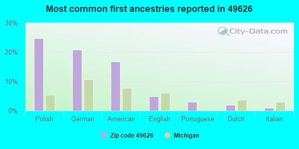 Most common first ancestries reported in 49626