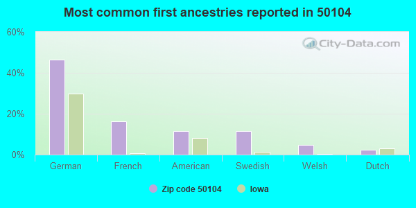 Most common first ancestries reported in 50104