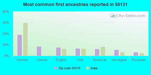 Most common first ancestries reported in 50131